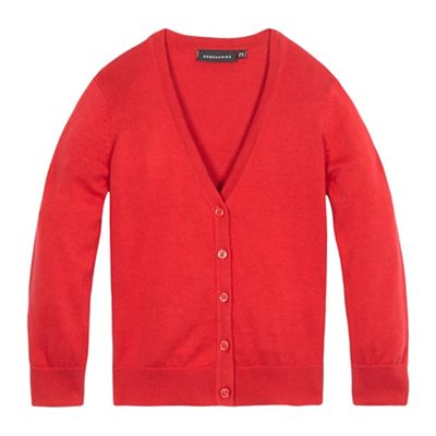 Red V neck cardigan